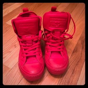 Red converse high tops